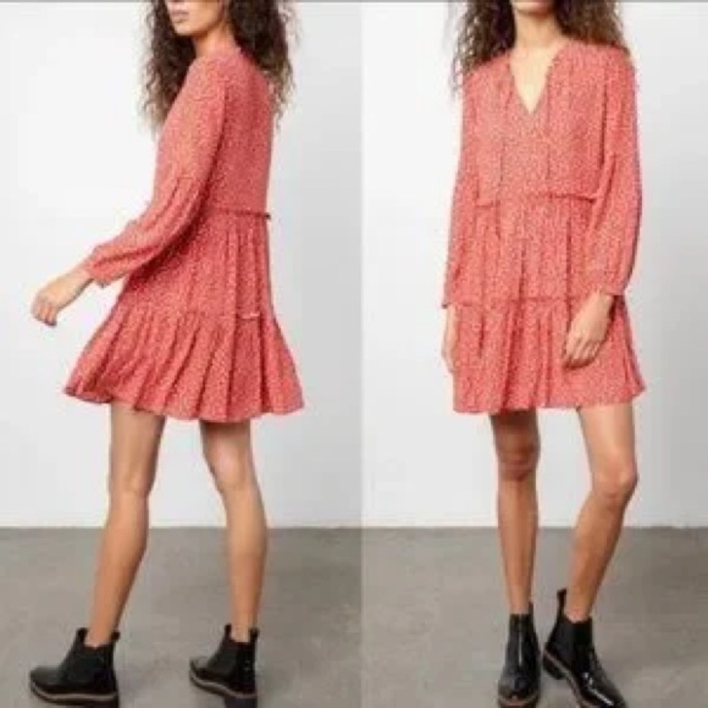 Rails Everly Carmine Daisies Tiered Mini Dress (XS)